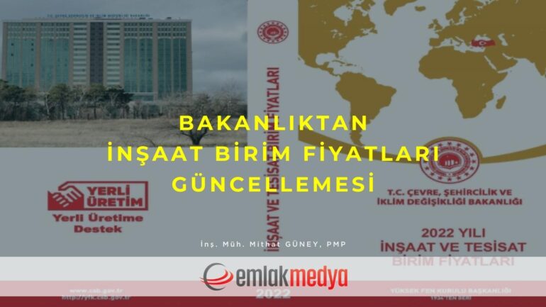 Bakanlıktan İnşaat Birim Fiyatları güncellemesi!